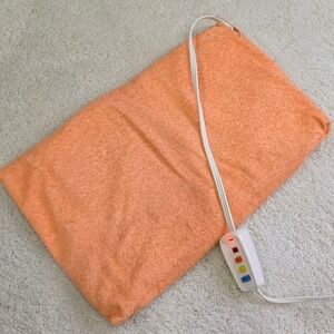 Vintage GE Electric Heating Pad Waterproof Orange | Works | 17" Long